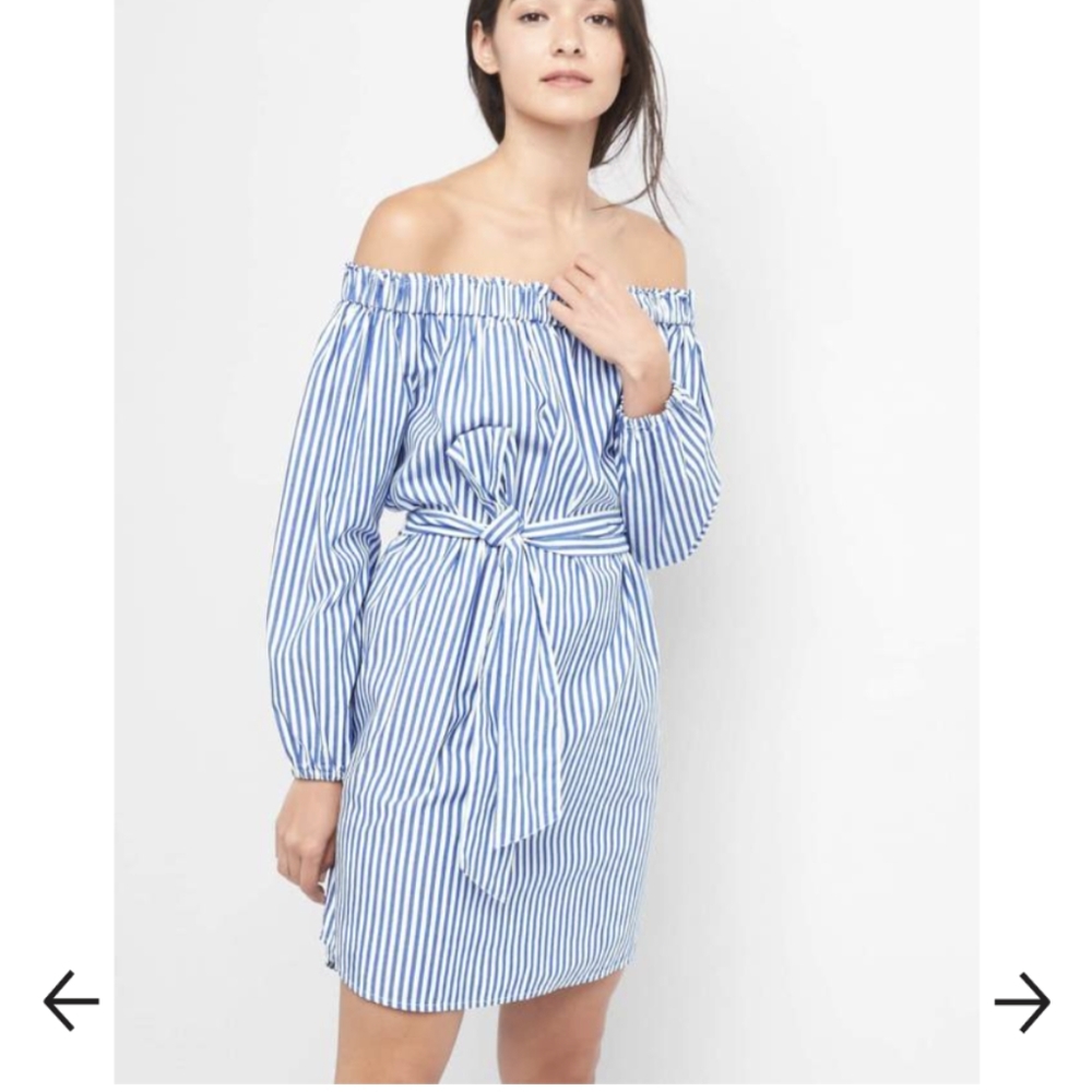 Stripe Off-the-Shoulder Dress